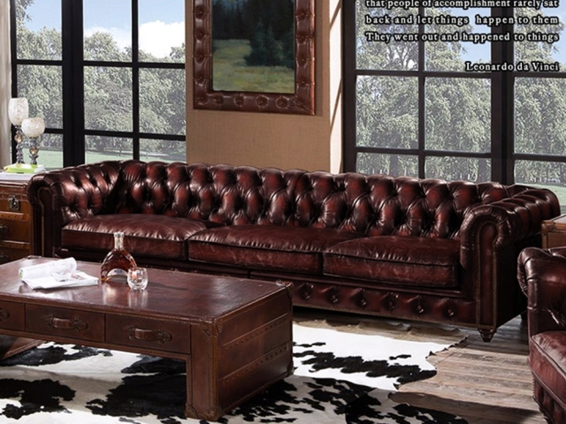 【ARTOPI】Fidelio費黛里歐復古拉釦牛皮(兩截式)四人沙發-酒棕