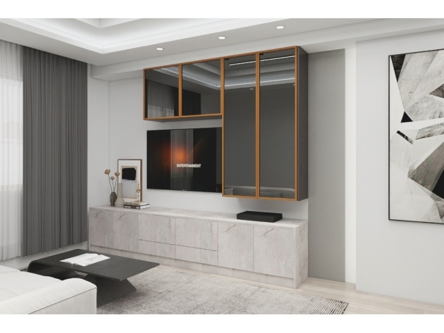 客廳系統家具 電視櫃+壁櫃-現代(全門板)
