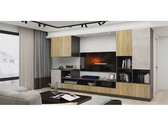 客廳系統家具 電視櫃+高櫃+壁櫃-工業